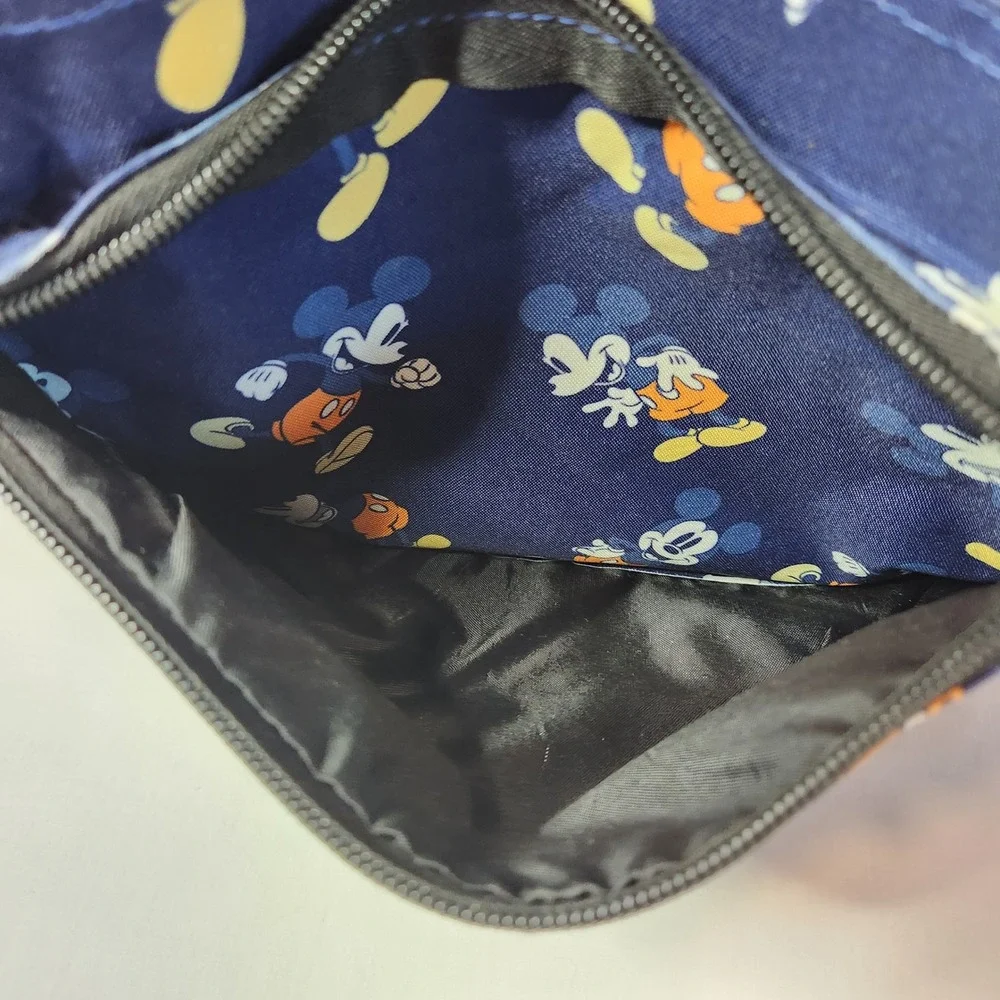 Disney Mickey Mouse Navy Blue All Over Print Polyester Backpack Front Zip Pocket
